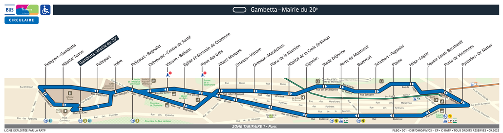 Bus line route La Traverse de Charonne